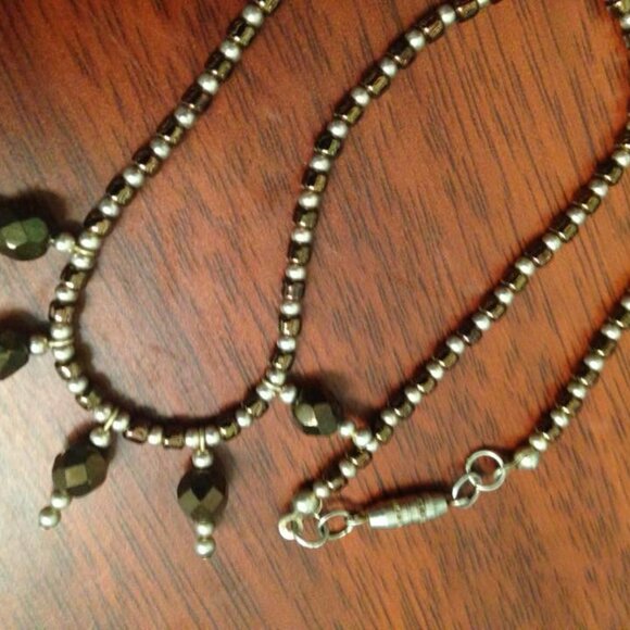 14 1/2" Bronze and Silver Beaded Necklace - Picture 2 of 5